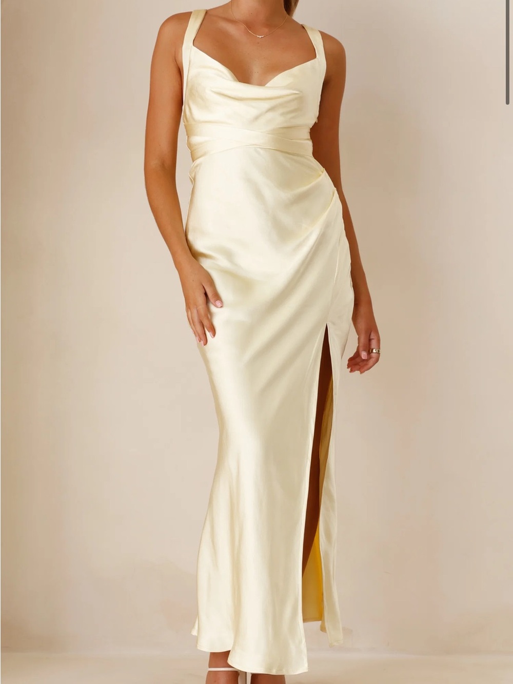 Billy J zendaya satin maxi dress - yellow